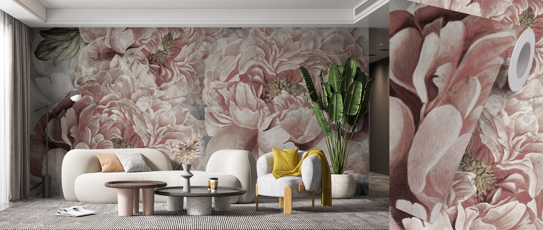 Across the Pions Dream Wallpaper, peonies reveal gentle textures and poetic form. The blending tones and airy atmosphere reflect emotion and timeless beauty, transforming your space into a floral retreat of softness and tranquility. 
