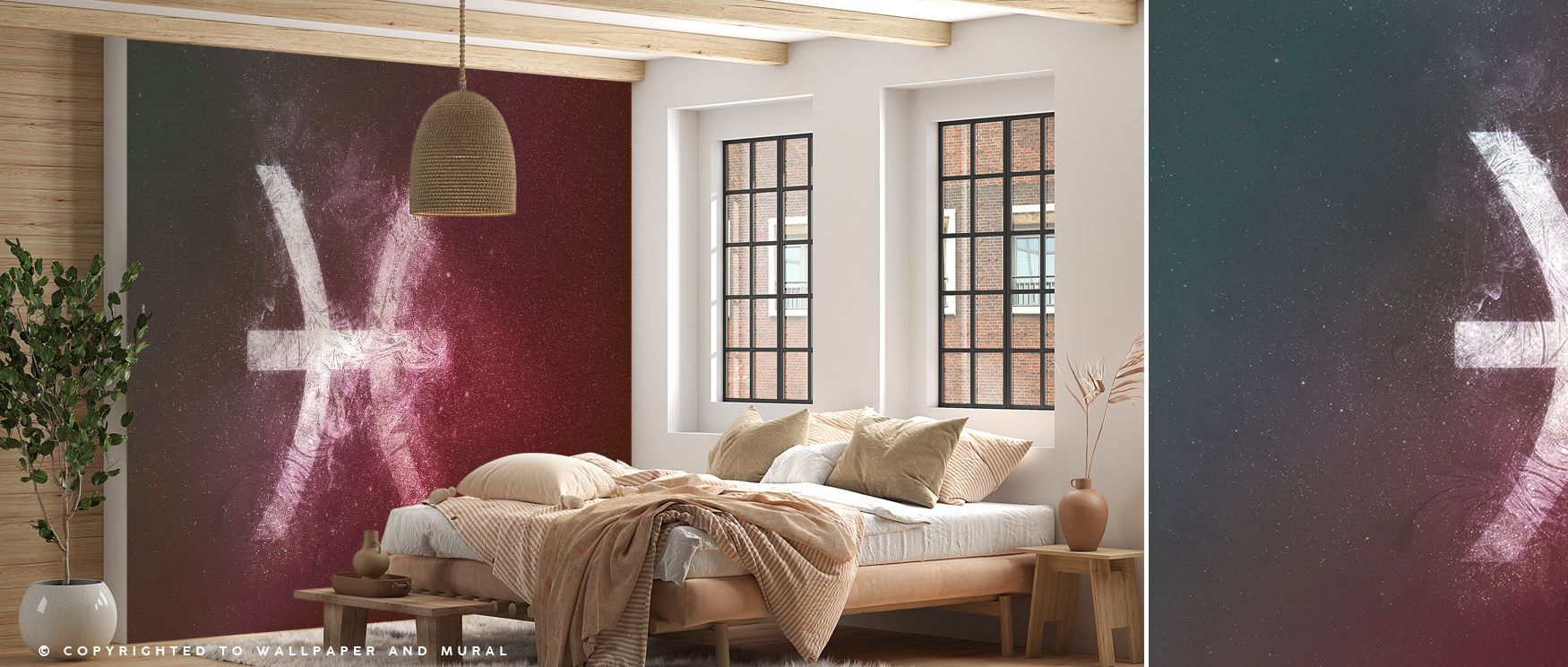 Stars gleam across Pisces Zodiac of Stars Wallpaper, floating within soft gradients. Each constellation carries rhythm and light, forming proportion. The mural adds serenity to interiors, blending motion and stillness through celestial symmetry and refine