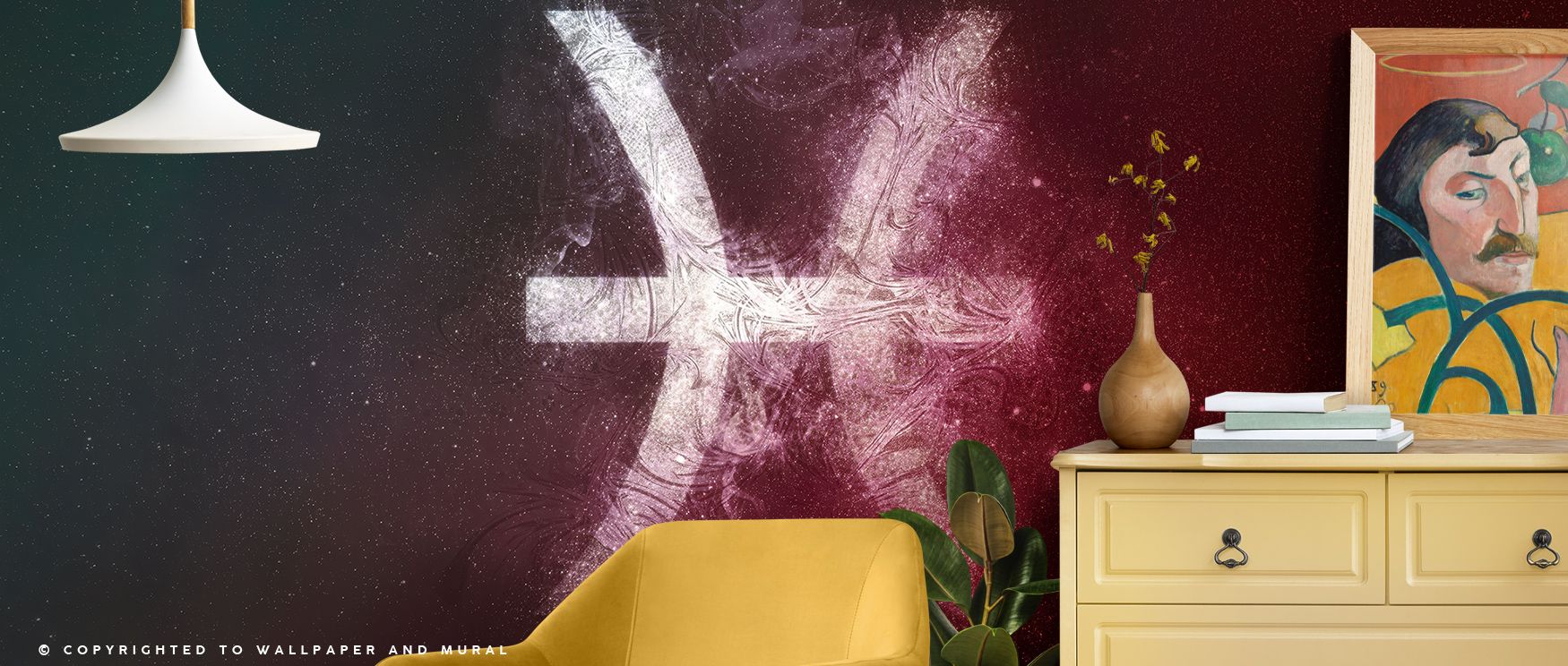 Twinkling constellations drift across Pisces Zodiac of Stars Wallpaper, revealing stillness and grace. Each formation glows with tone and clarity, enhancing interiors with reflection, motion, and starry composure through calm artistry. 