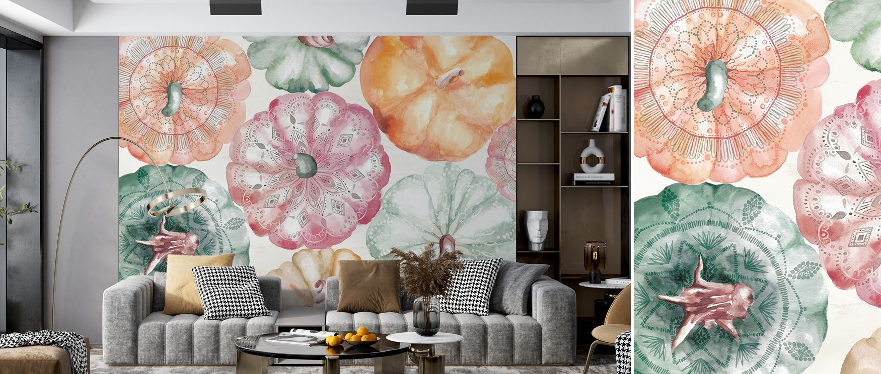 Gentle harvest tones of gold and pumpkin flow across Pumpkin Haze Wallpaper, forming motion and proportion. Each gradient carries peace and light, turning interiors into tranquil reflections of autumnal design calm and composure through rhythm.