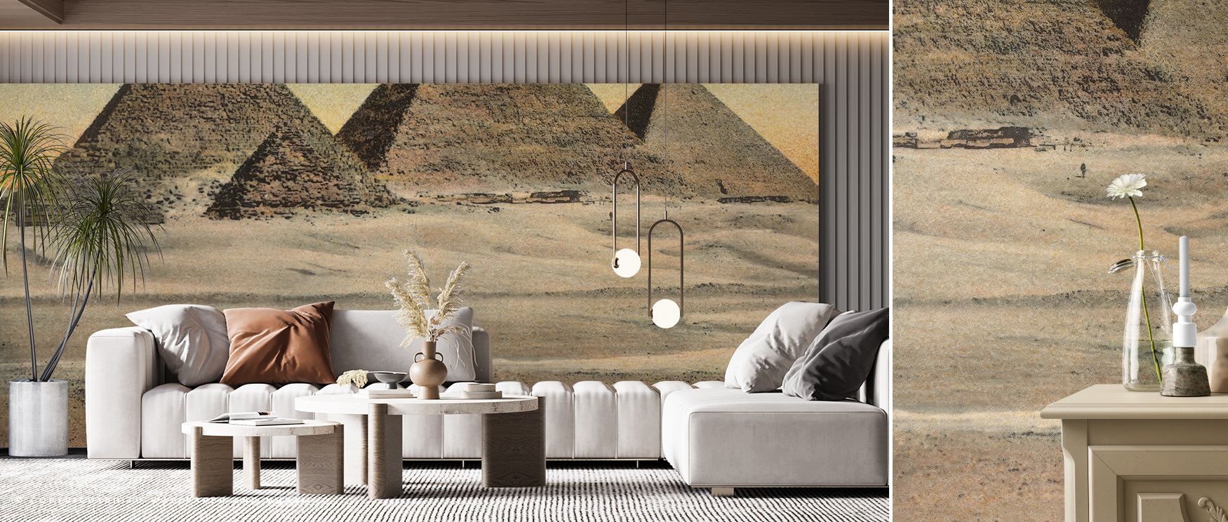 Through layers of texture and tone, Pyramid Adventures Wallpaper conjures endless sands and intricate stone geometry, reflecting the grandeur of history in a warm modern palette—perfect for creating tranquil yet dynamic living environments with character.