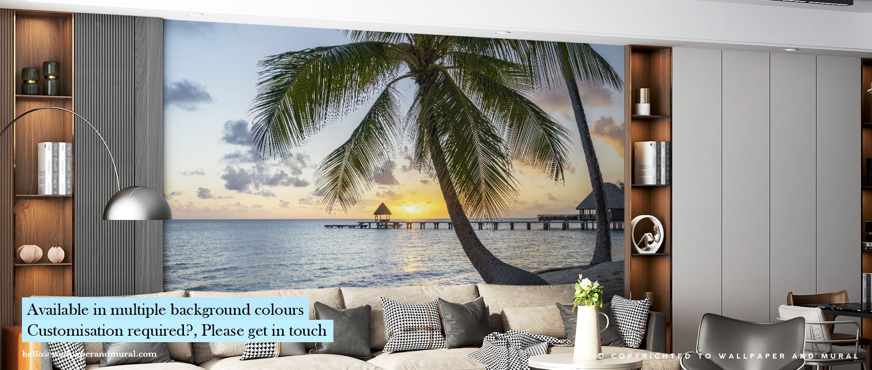 Rangiroa Sunset Wallpaper infuses living spaces with radiant balance, merging glowing sunset hues with soft reflections of ocean calm. The design speaks of faraway coasts and tranquil horizons, perfect for peaceful corners or intimate relaxation zones. 