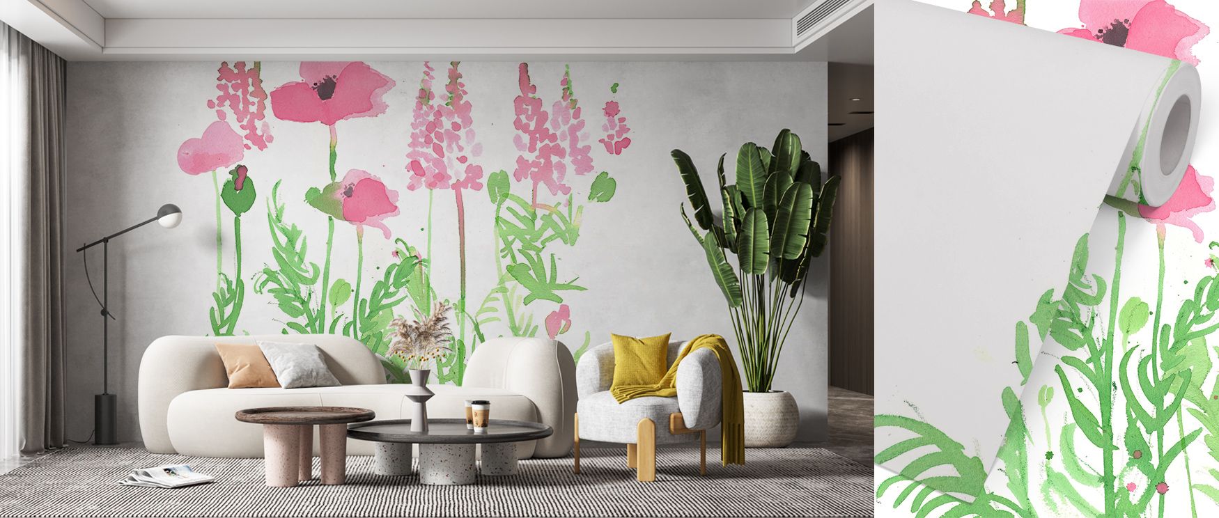 Bathed in blush and ivory tones, the Ranunculus Wallpaper paints a landscape of grace and composure. Each detail captures the gentle poetry of petals, adding emotional warmth and elegant flow to interiors of subtle luxury. 