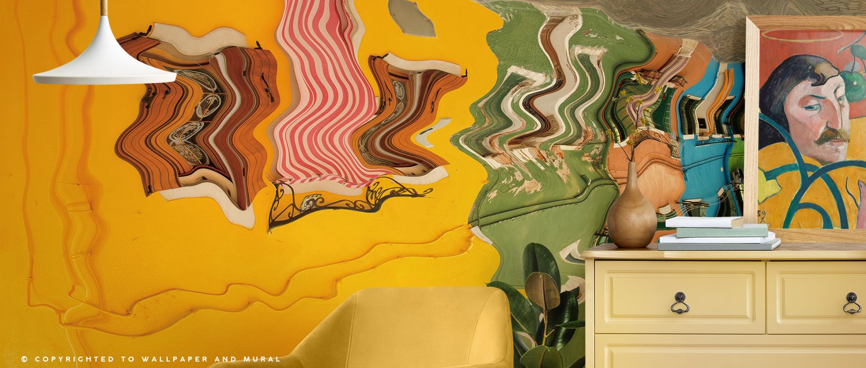 Gentle waves of light and color flow through Reflections of Burano VI Wallpaper, creating poetic rhythm. Each hue moves freely, turning interiors into bright compositions of visual energy and refined harmony through artistic brilliance. 