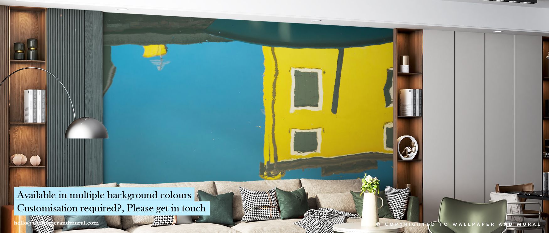 Gentle green and rose tones blend through Reflections of Burano VIII Wallpaper, expressing harmony and motion. Each ripple reflects rhythm, adding texture. The mural enriches interiors with serenity and color flow through artistic brilliance and visual de