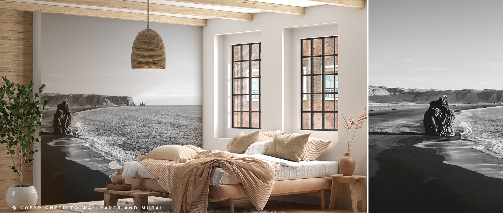 Ocean mist glides over the Reynisfjara Wallpaper, softening its deep hues into a visual poem of motion and tranquility. Perfect for refined interiors seeking contrast and atmosphere, its layered details suggest infinite horizons shaped by light and shadow