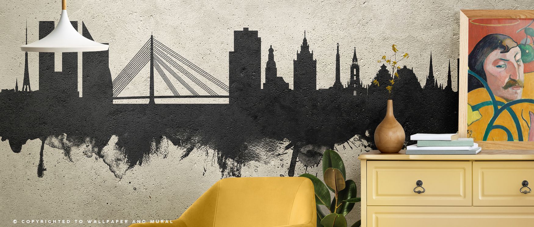 Subtle radiance breathes through Riga Latvia Skyline Concrete Wallpaper, echoing balanced geometry beneath urban skies. Silvery shades infuse rooms with quiet intelligence and graceful order, producing tranquil city poise suited to design-driven elegance.
