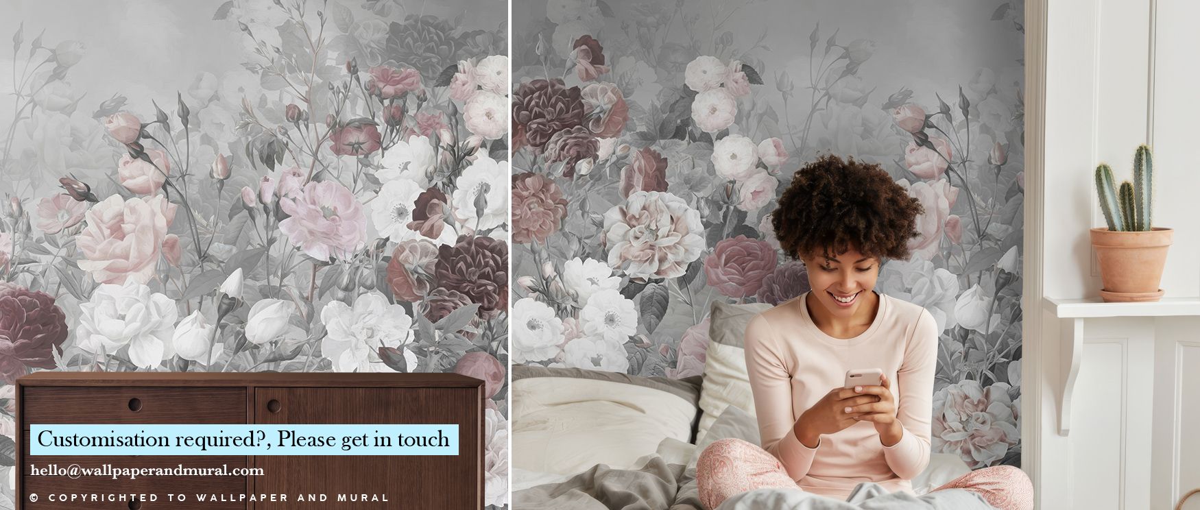 Layers of shadow and bloom shape Rose Garden Gray Wallpaper, capturing the tenderness of roses in hushed monochrome. Its quiet motion enriches living spaces with understated grandeur, perfect for those seeking poetic softness in design. 