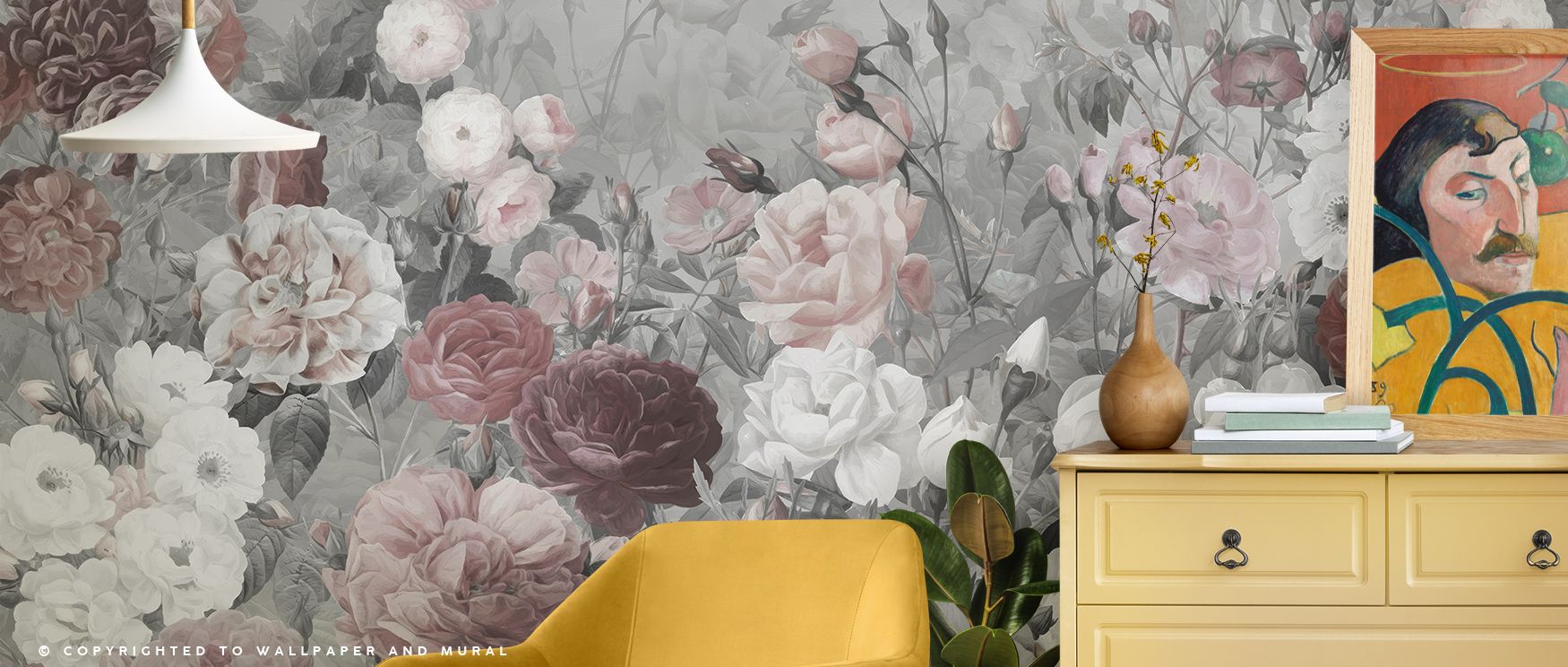 Delicate symmetry adorns Rose Garden Gray Wallpaper, translating garden essence into refined artistry. The natural fluidity between petals and tone fills interiors with peaceful rhythm and timeless inspiration. 