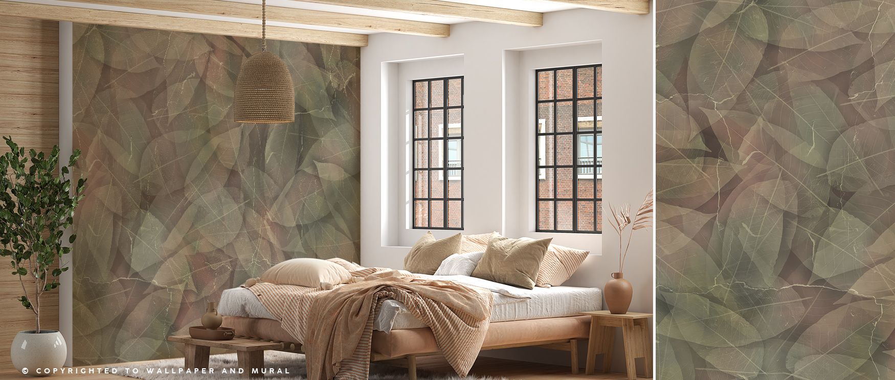 Painterly elegance radiates through Dark Floral in Green Accent Wallpaper, blending muted greens and glowing petals. The design captures the soul of twilight gardens, crafting serenity ideal for sophisticated, design-led interiors. 