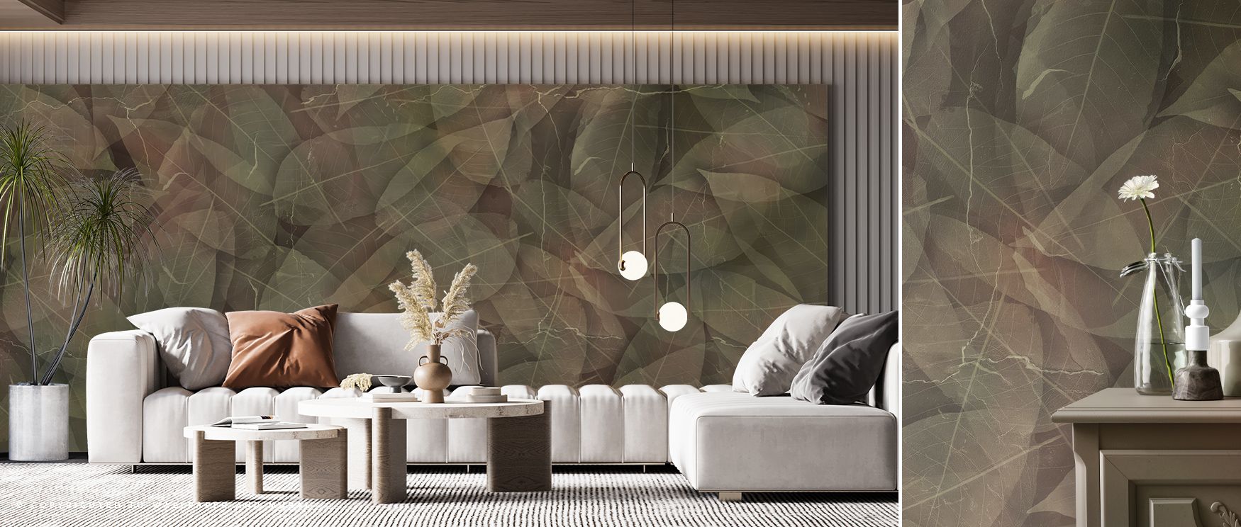 Soft reflections pulse across Dark Floral in Green Accent Wallpaper, forming atmospheric continuity. Every petal carries emotion and contrast, infusing modern living spaces with richness and visual stillness. 