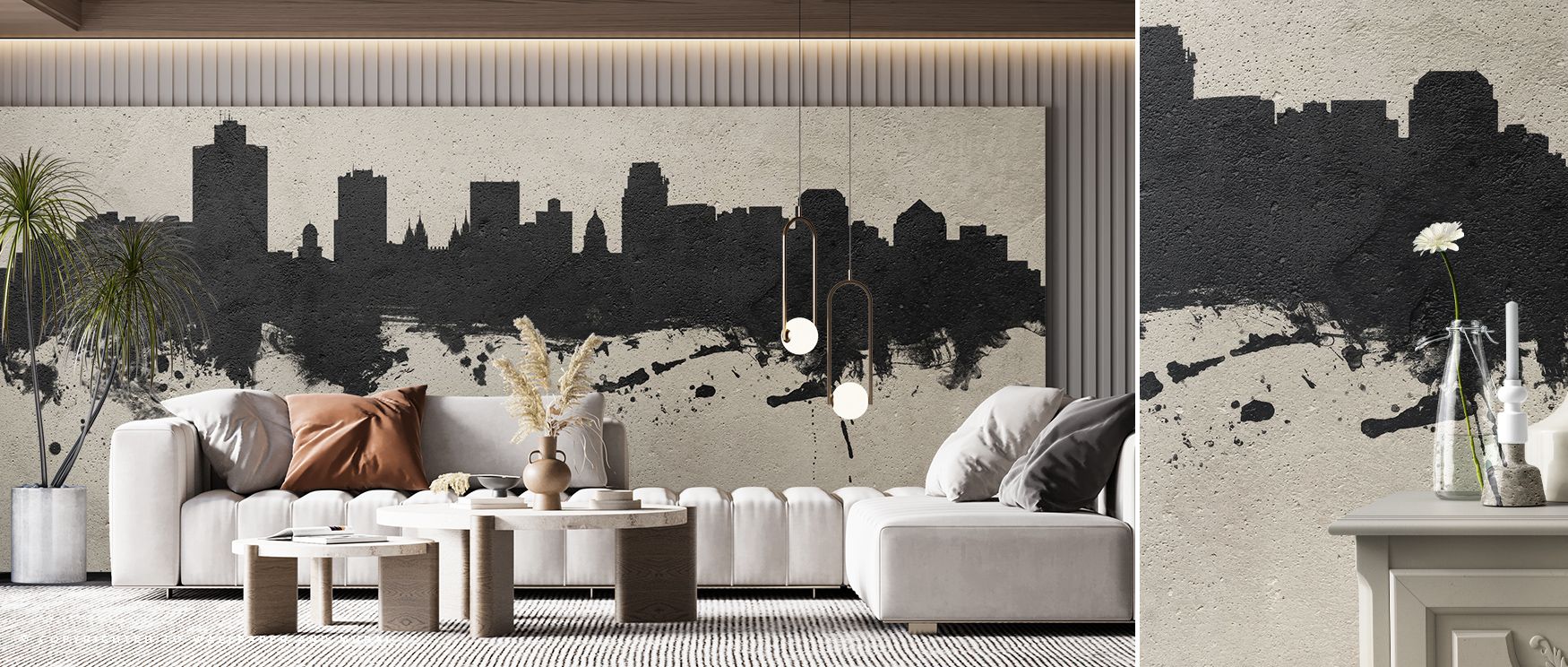 Softly layered shades in Salt Lake City Utah Skyline Concrete mimic morning air over city forms. The skyline’s composition feels sculpted yet fluid, conveying structure softened by space. Each layer invites stillness and perspective, turning interiors int