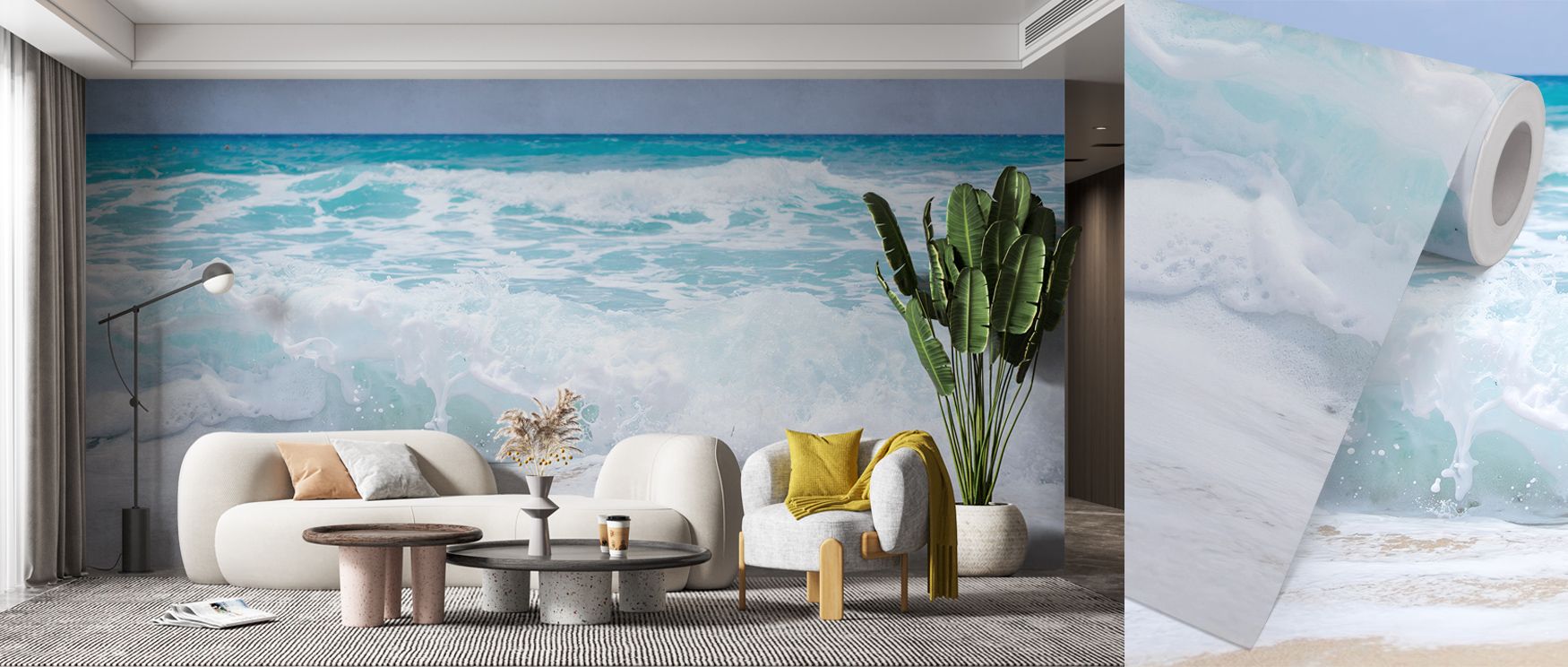 Evoking the feel of sunlit dunes, Sandy Shore wallpaper presents balanced light and form. The palette of soft beige and ivory creates harmony and spatial clarity. Its refined movement makes it ideal for open modern rooms that favor texture and emotional c