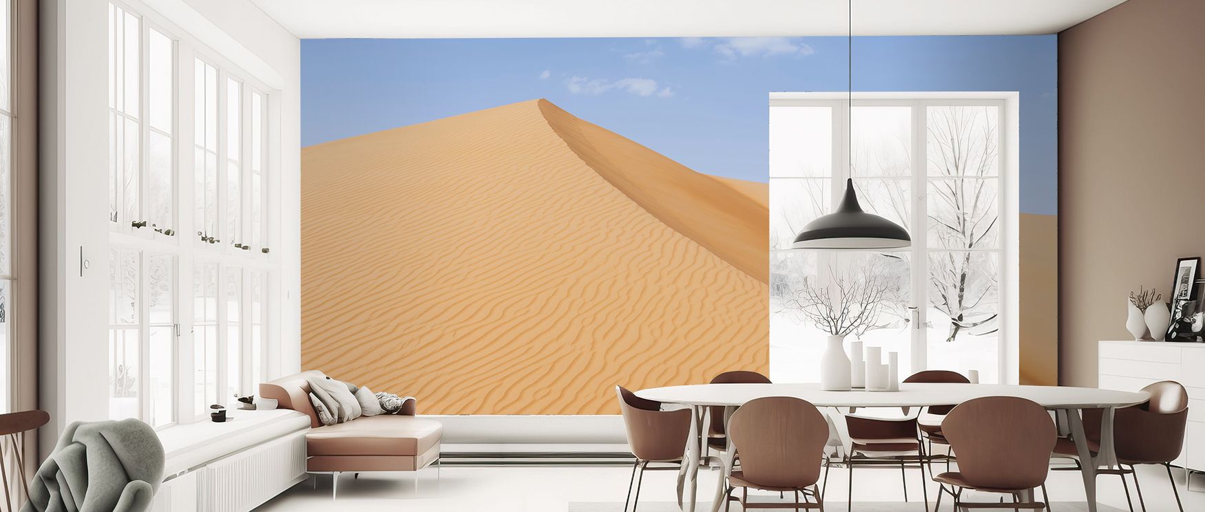 Sandy wallpaper embodies simplicity as luxury. Each hue and curve echoes the purity of sand under sunlight. The design’s gentle rhythm fills rooms with balance, connection, and meditative stillness ideal for spaces seeking serene natural elegance.
