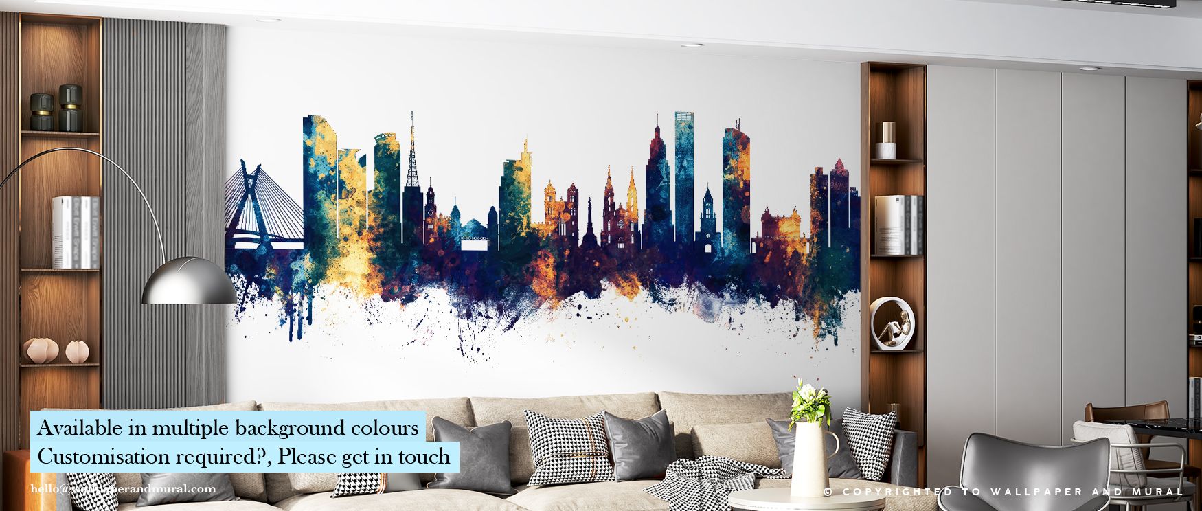 Architectural grace defines São Paulo Brazil Skyline Blue & Bronze. Metallic layers shift like music through form, creating texture that feels both structural and emotive. The interplay between blue coolness and bronze glow transforms walls into panoramic
