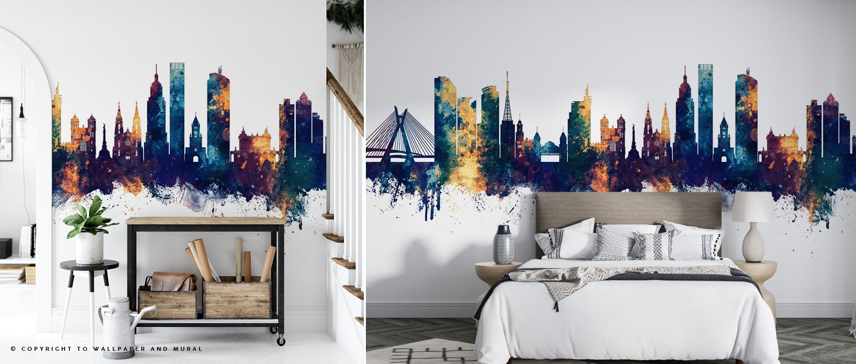 Subtle metallic texture within São Paulo Brazil Skyline Blue & Bronze creates a quiet pulse of illumination. The skyline breathes sophistication through measured hue transitions, perfect for rooms that embrace artful modernity and timeless balance. Every 
