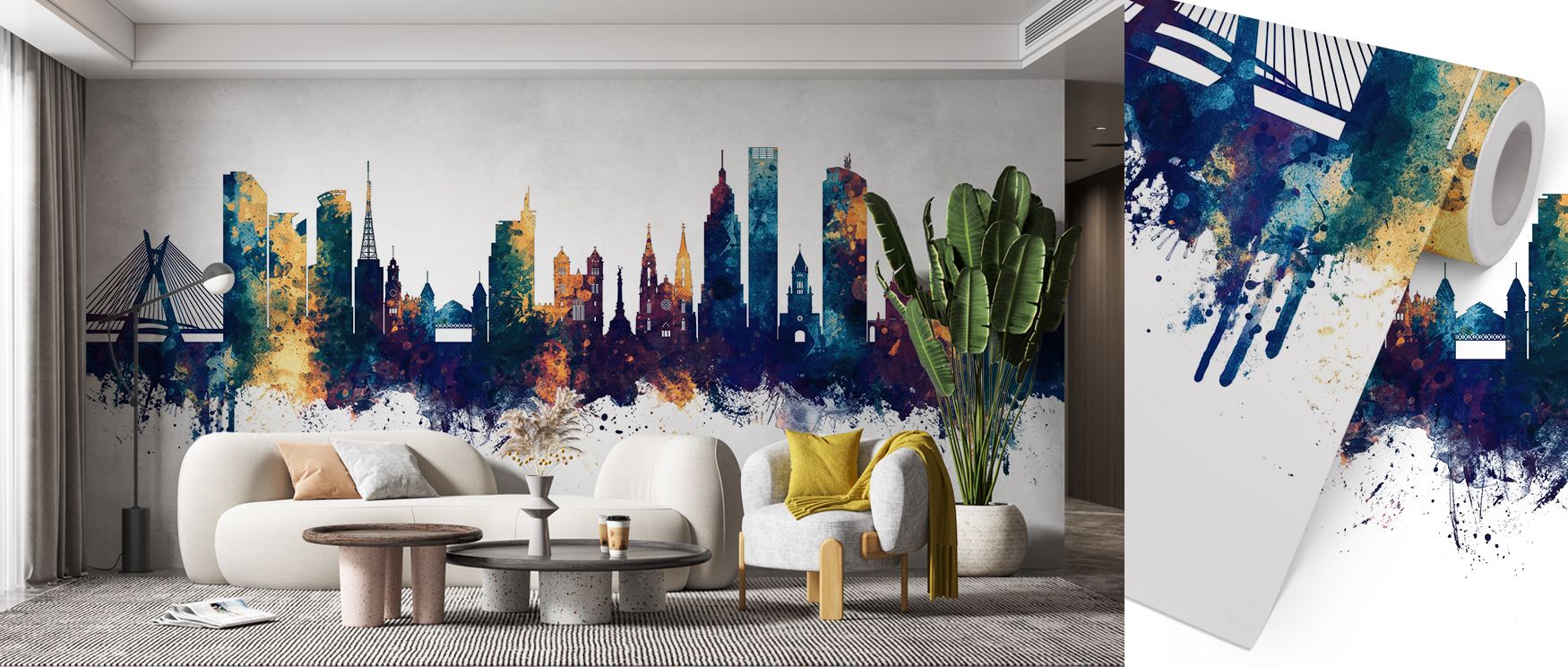 São Paulo Brazil Skyline Blue & Bronze transforms architectural silhouettes into lyrical forms. Blue hues melt into glowing bronze light, portraying harmony in contrast. Its refined palette offers strength and softness, ideal for elegant interiors valuing