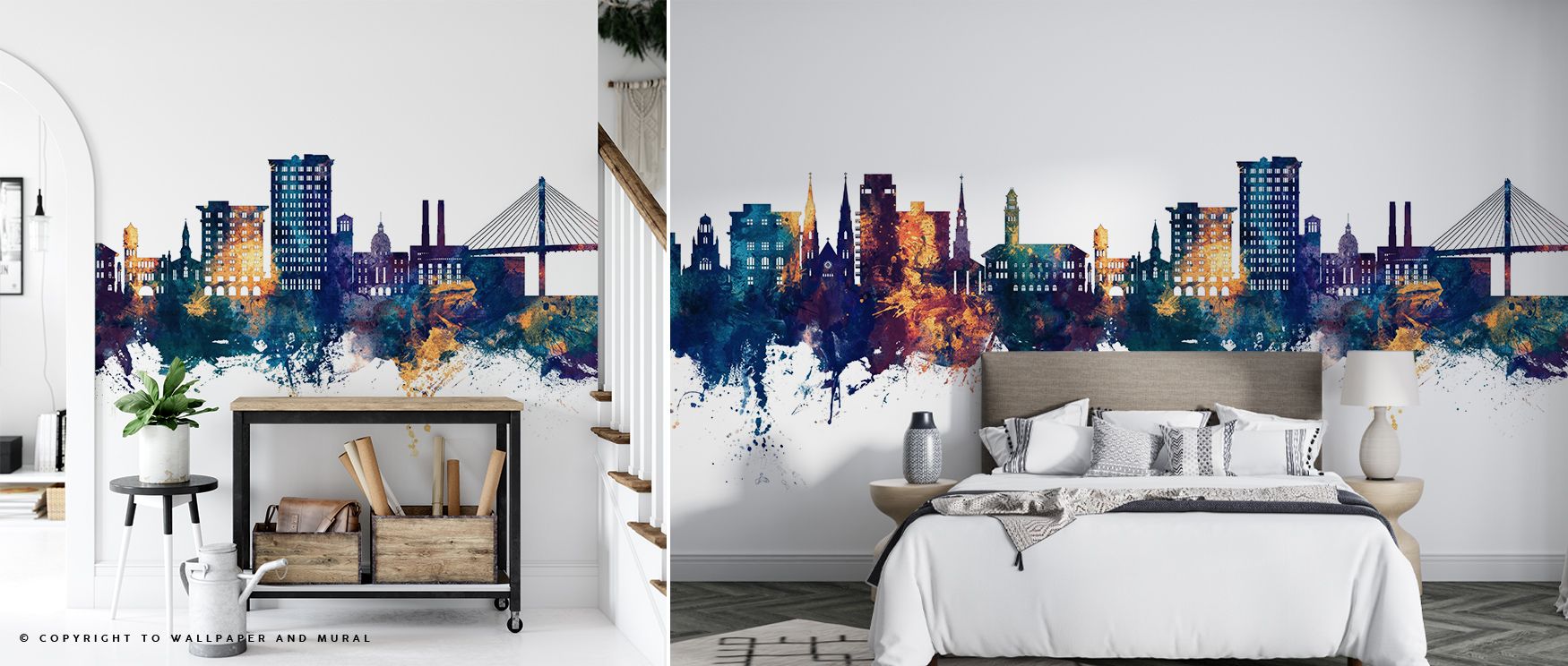 Subtle transitions shimmer within Savannah Georgia Skyline Blue & Bronze, casting golden breath across soft blues. Its skyline glows with harmony, reflecting sophistication and depth. Ideal for modern environments where design restraint and emotional warm
