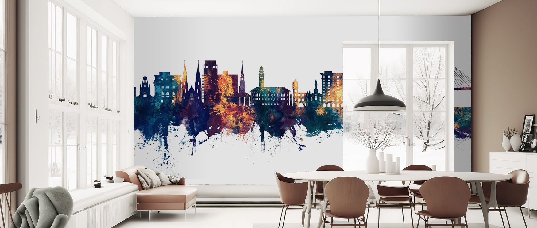 Blue harmony and bronze refinement converge in Savannah Georgia Skyline Blue & Bronze, translating city character into pure design. Each layer mirrors tranquility and pride, infusing modern interiors with luminous charm, creative rhythm, and quiet souther
