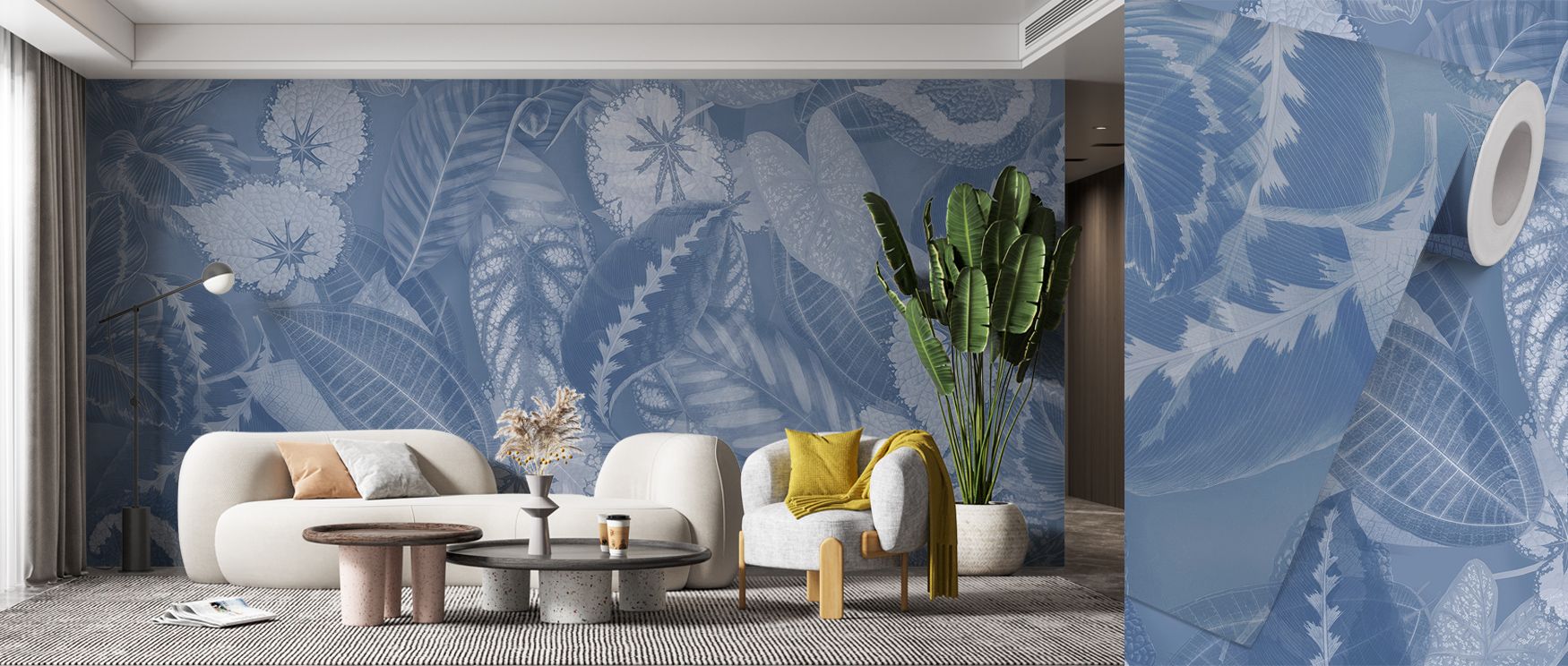 Subdued elegance glides across Secret Leaves Wallpaper, where foliage flows like watercolor across calm surface. The soft hues of green and gray invite balance, transforming interiors with an aura of quiet freshness and poise. It connects natural artistry