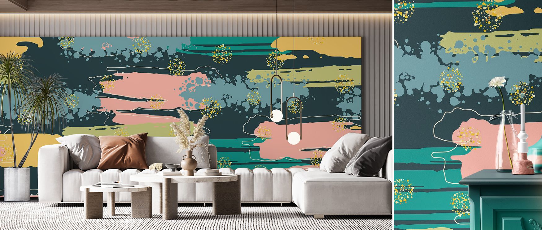 Artistic fluidity defines Shape And Splash Dark Wallpaper as its layered tones ripple through dark serenity. The shifting movement adds visual complexity, turning walls into canvases that merge abstraction with modern elegance.
