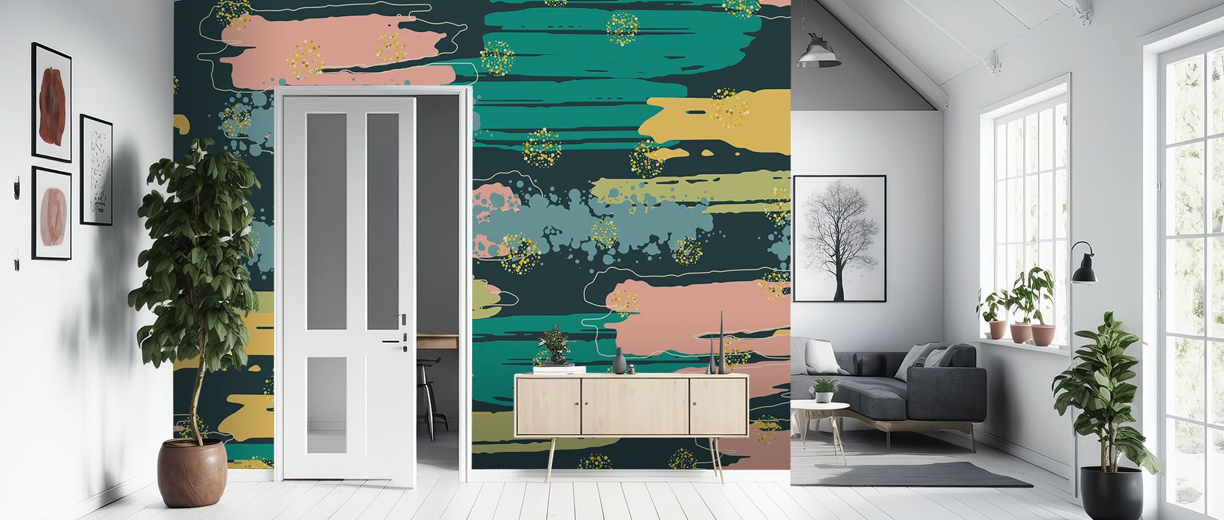 Shape And Splash Dark Wallpaper explores the boundaries of form through depth and motion. Every section glows subtly, harmonizing intensity and calm to enhance interiors with contemporary refinement and immersive visual flow.