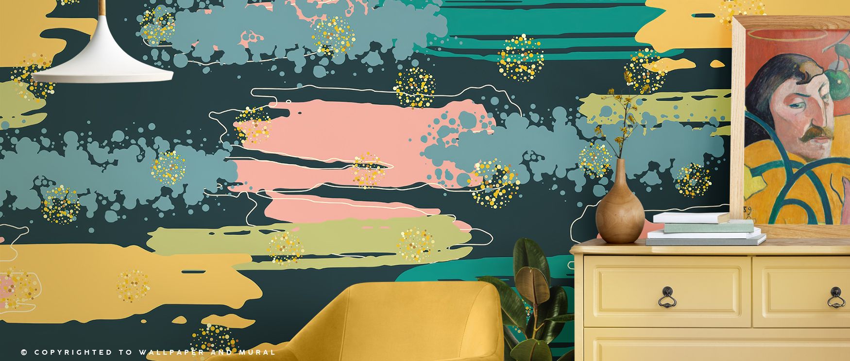 Abstract energy radiates from Shape And Splash Dark Wallpaper, blending organic spontaneity with dark allure. The design’s tactile rhythm and layered beauty enrich rooms with poetic motion and understated sophistication.