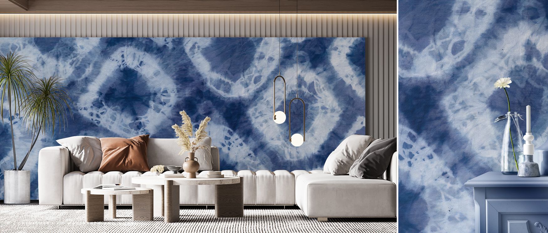 Through layered repetition and subtle tone, Shiboriscape Cells Wallpaper evokes an aura of endless motion. Its rhythmic flow mirrors nature’s intricate design language, adding contemplative grace and textural beauty to walls.