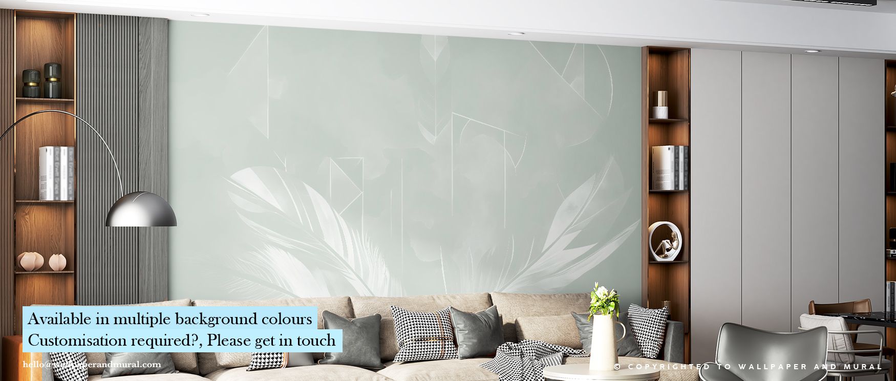 Solid Feather Geometry Green Wallpaper transforms symmetry into elegance, where geometric lines cradle organic feather shapes. Its smooth transitions of hue and texture offer interiors quiet balance and artistic composure with refined simplicity.