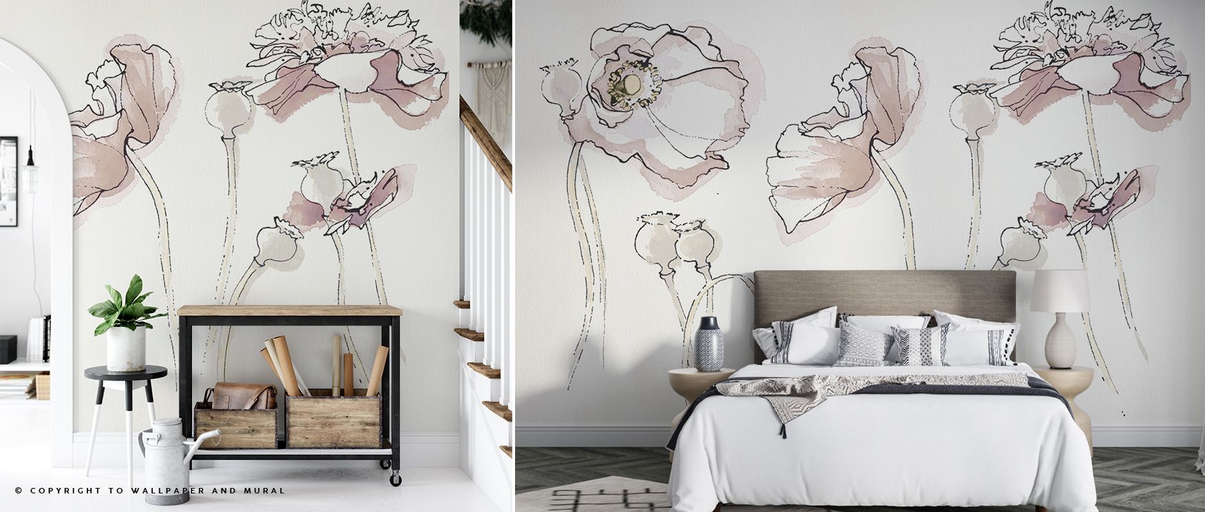 The Somniferums Neutral Wallpaper radiates quiet confidence, blending creamy whites with pale stone hues in perfect harmony. The design’s refined florals add poetic movement, evoking serenity and elegance. It envelops rooms in calm luxury, transforming ev