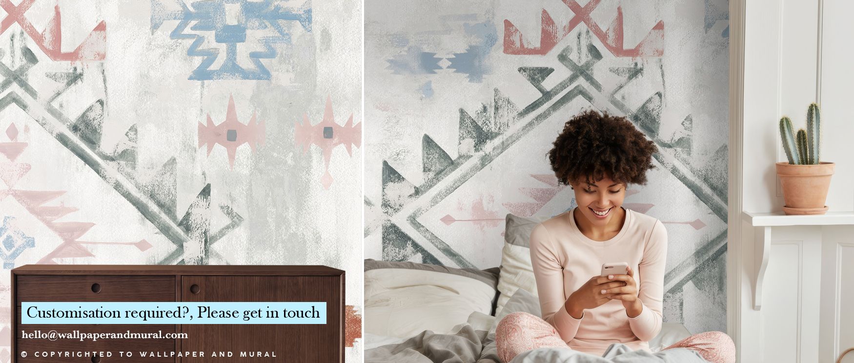 Layered shapes and ornamental motifs define Southwest Design VI Boho Wallpaper. Rich, vibrant colors blend seamlessly with intricate textures to evoke playful energy and aesthetic sophistication. Perfect for living rooms. Walls gain dynamic rhythm and imm