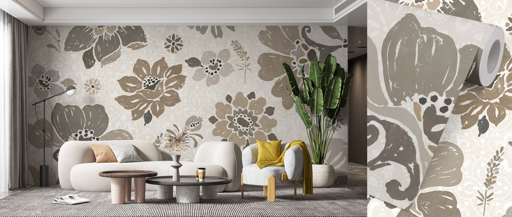 Ornamental shapes and muted color palettes define Spanish Impressions VII Neutral Wallpaper, producing elegant, layered visual interest. Patterns flow fluidly across surfaces, evoking cultural refinement. Perfect for living rooms. Artistic detailing enhan