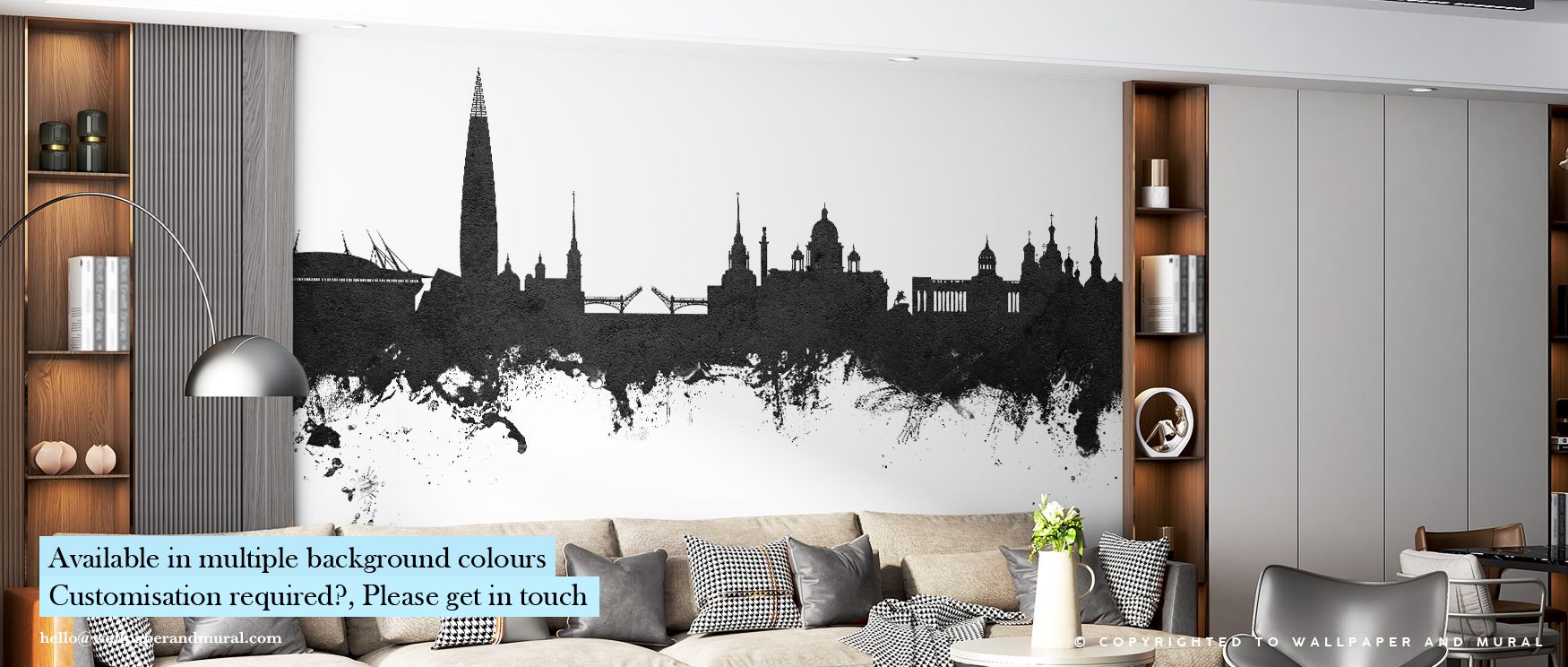 Graceful silhouettes define St Petersburg Russia Skyline Black & White Wallpaper as shadow and light intertwine across detailed façades. Monumental lines glide across walls, evoking dignity and stillness. Perfect for living rooms. Texture and tone merge t
