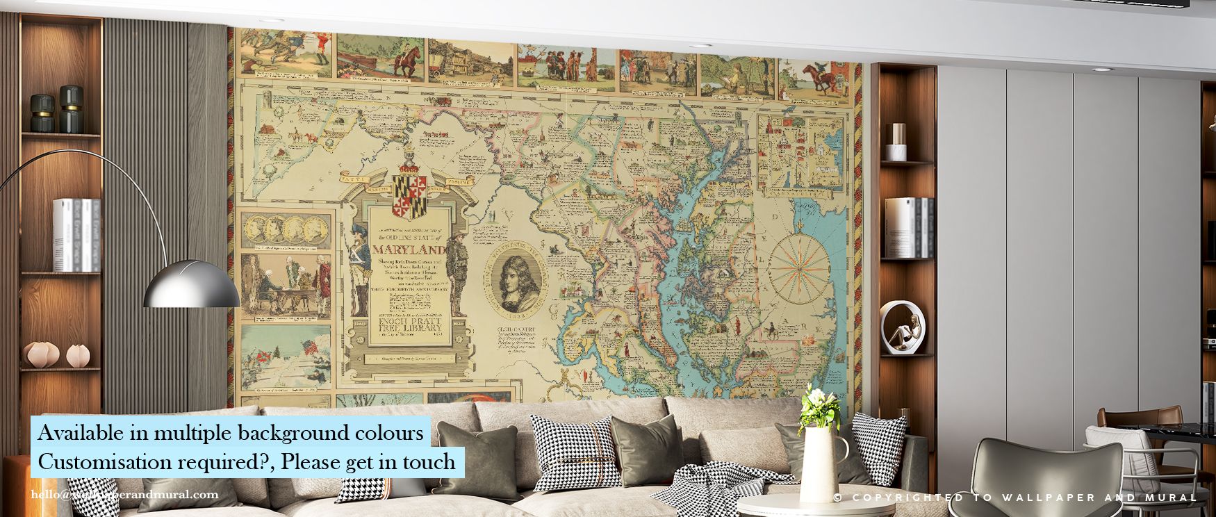 State of Maryland Wallpaper offers serene cartographic artistry through refined balance of form and tone. Curving shapes and muted color interplay generate calm fluidity. Perfect for living rooms. Subtle gradients and linear elegance enrich interiors with