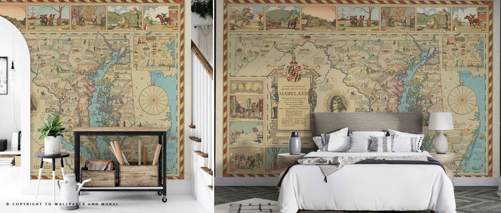 Regional refinement radiates from State of Maryland Wallpaper. Layered patterns and tranquil tones portray the state with understated grandeur. Perfect for living rooms. Rhythmic design and soft dimensional shifts offer soothing contemporary charm.