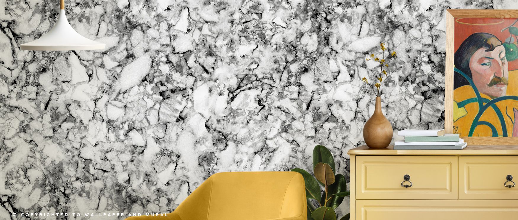 Natural mastery defines Statement Marble, Black & White Wallpaper, with marble veins cascading through soft white expanses. Each gradient and tone captures depth, transforming interiors into sanctuaries of polished composure and visual harmony. 