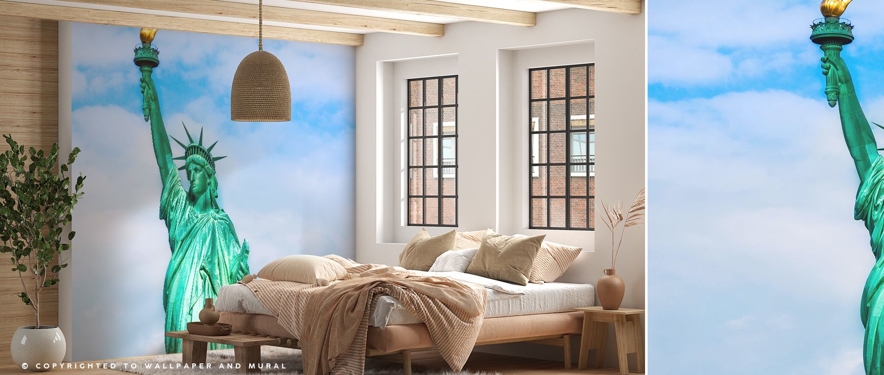 Quiet power emanates from Statue of Liberty I Wallpaper, merging form and symbolism with subtle light. The design’s dignified presence brings harmony and meaning to interiors, echoing ideals of liberty and elegance through precise visual rhythm. 