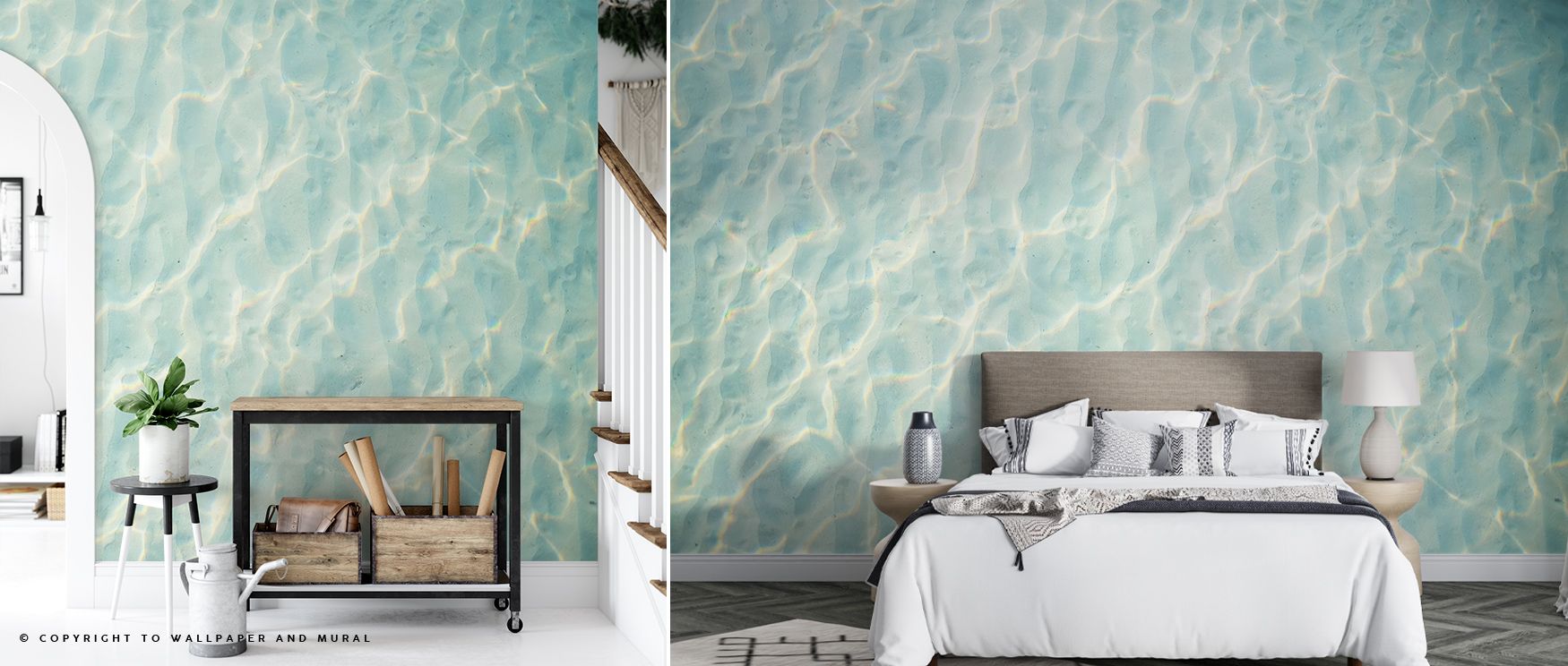 Ocean light diffuses gently within Still Ocean Wallpaper, revealing smooth layers of motion. Each stroke of blue radiates quiet refinement, transforming interiors into restful escapes inspired by the sea’s purity. 