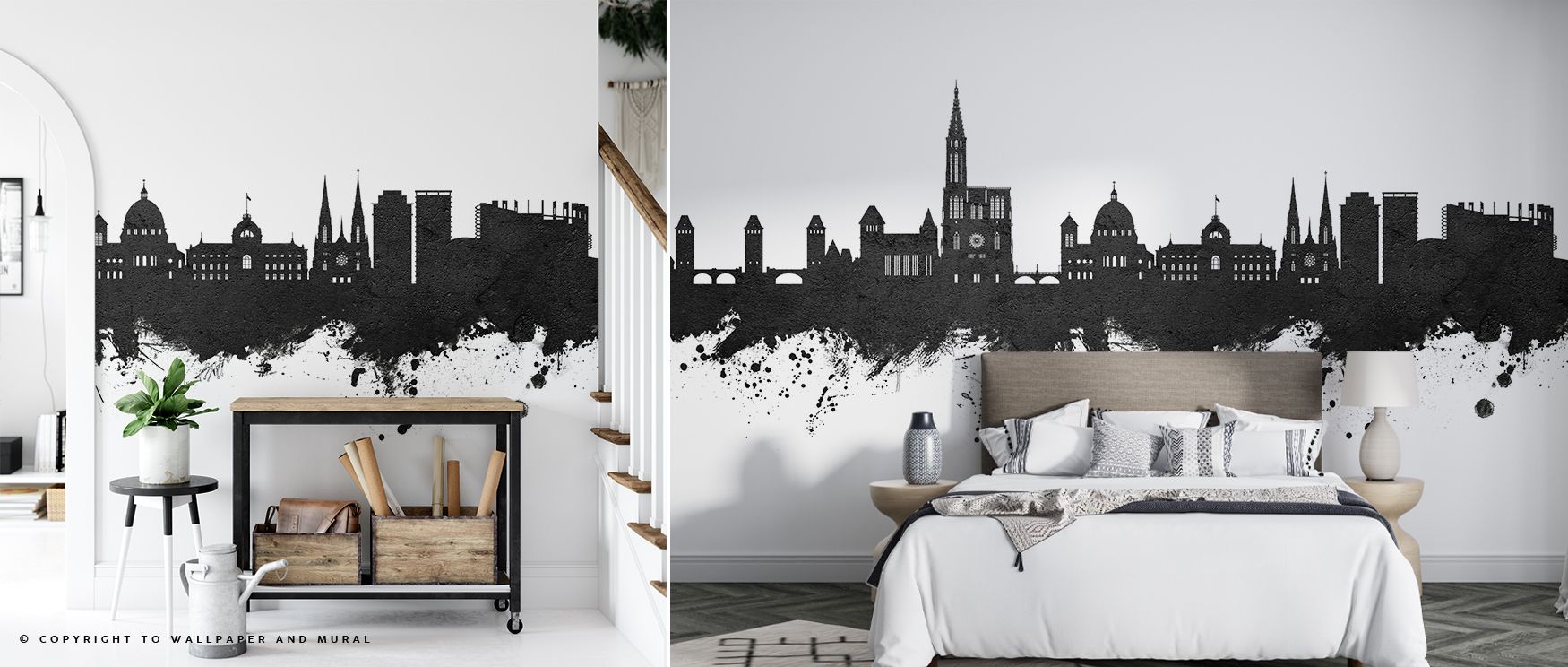 Every silhouette in Strasbourg France Skyline Black & White Wallpaper glows gently, balancing geometric rhythm with atmospheric tone. The result is an elegant panorama that brings visual serenity and modern refinement. 