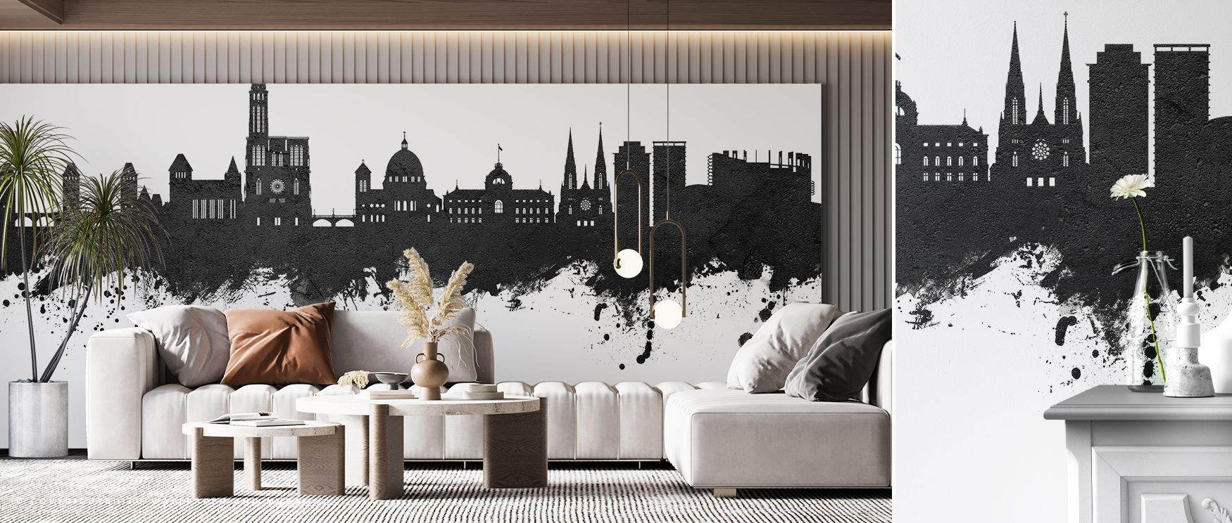 Minimalist form defines Strasbourg France Skyline Black & White Wallpaper, its careful contrasts shaping a landscape of order and emotion. The design harmonizes architecture and artistry through calm refinement. 