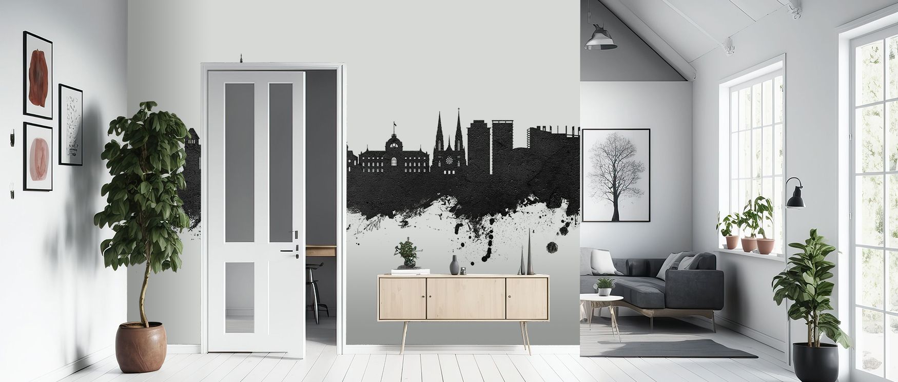 Light transitions softly across Strasbourg France Skyline Black & White Wallpaper, capturing stillness and poise. Its precise linework and tonal balance enrich rooms with structural depth and subtle warmth. 