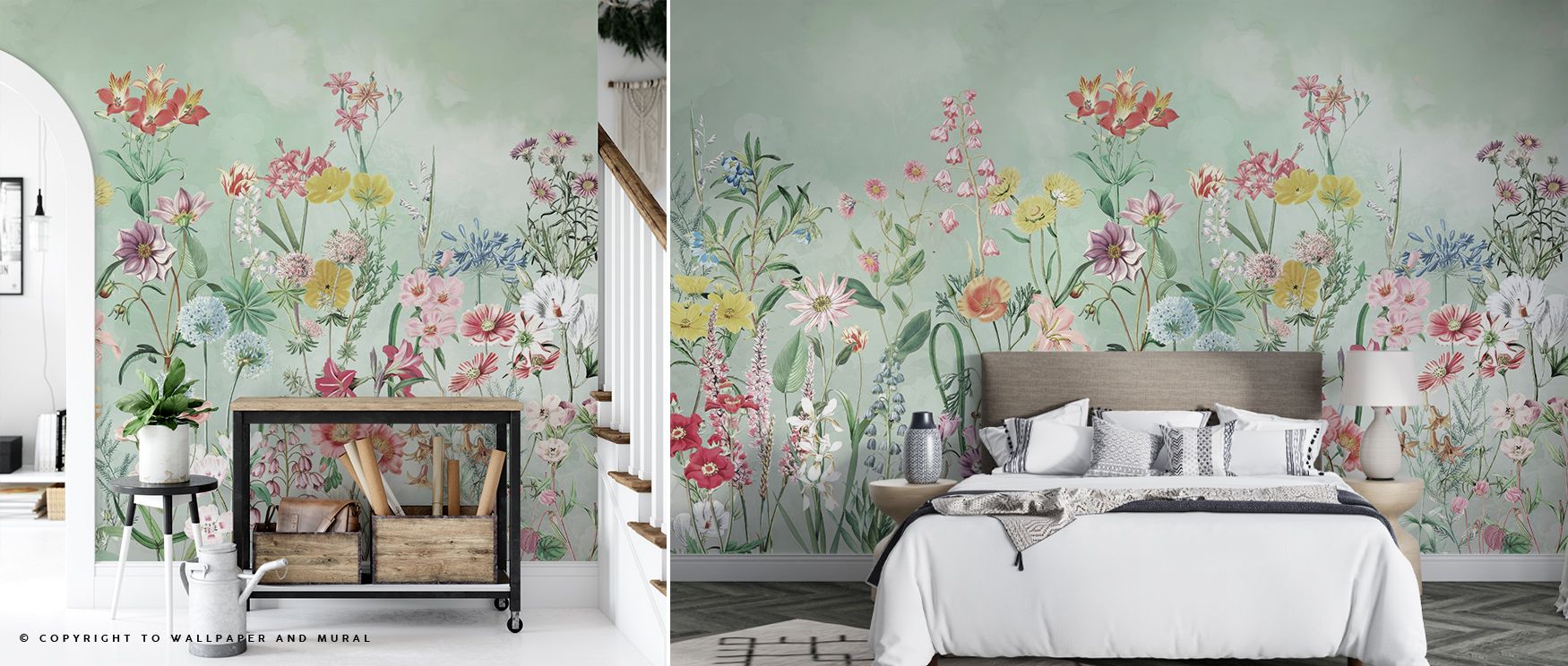 Layers of green intertwine beautifully across Summer Meadow in Bright Green Wallpaper, creating depth and dimension reminiscent of a breezy field. The mural’s gentle energy uplifts interiors, filling them with warmth and harmony. 
