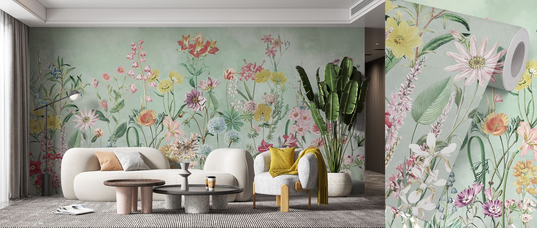 Summer Meadow in Bright Green Wallpaper radiates organic simplicity as fields stretch in layered light. Each petal and leaf contributes to a tapestry of joy, inviting natural serenity into cozy rooms bathed in afternoon glow. 