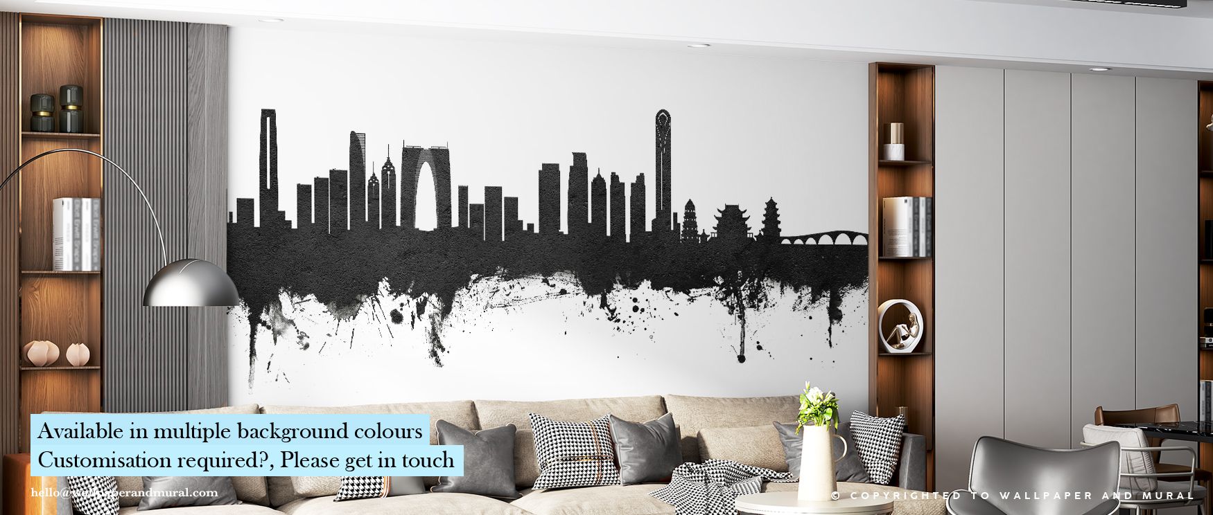 Suzhou China Skyline Black & White Wallpaper reflects the essence of metropolitan beauty through contrast. Its subtle geometry captures movement and strength, turning walls into refined visual statements of design excellence. 
