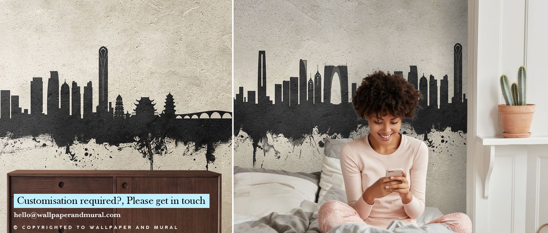 A sense of calm modernity defines Suzhou China Skyline Concrete Wallpaper, where architectural details emerge with clarity. The layered texture reflects depth, creating walls that express confidence and quiet artistry. 