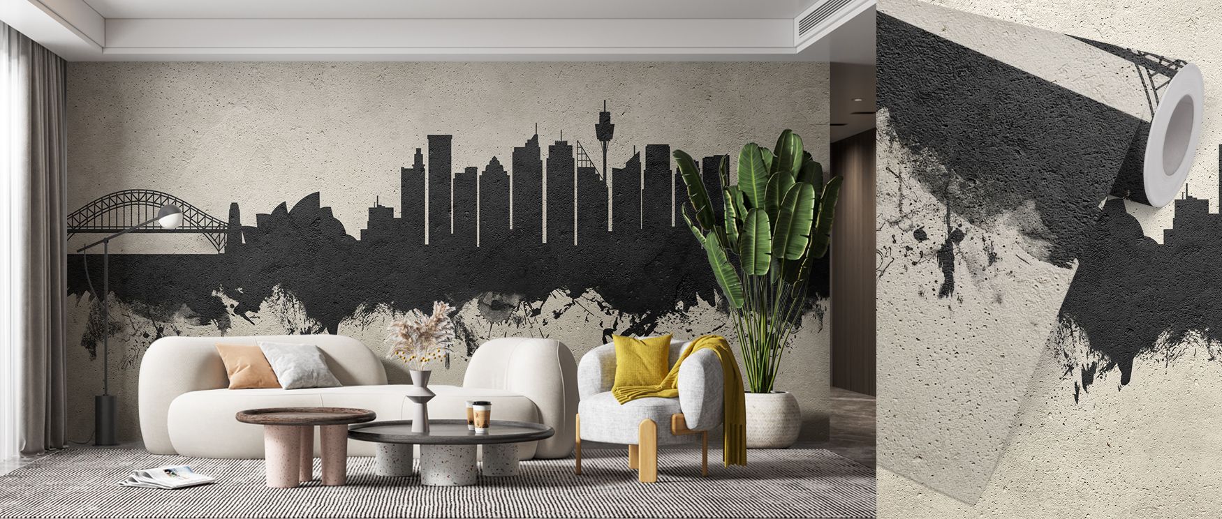 Each detail in Sydney Australia Skyline Concrete Wallpaper captures geometric rhythm and architectural proportion. The neutral tones provide timeless appeal, adding contemporary visual weight and serenity to interiors designed for modern aesthetic express