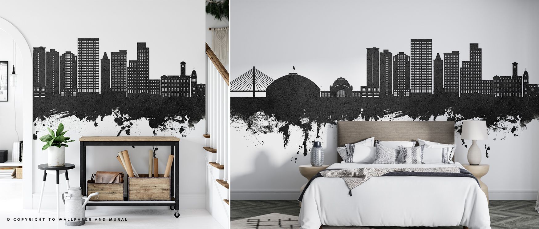 The city’s geometry comes alive through Tacoma Washington Skyline Black & White Wallpaper. Towers, bridges, and streets emerge in precise rhythm, enriching interiors with elegance, clarity, and modern compositional strength. 