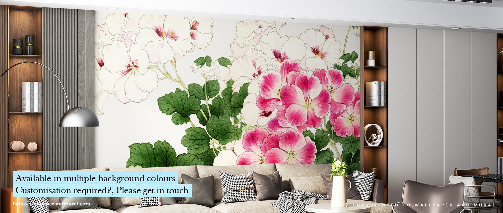 Across Tanigami Geranium, soft botanical forms bloom with gentle rhythm, echoing the tranquility of a serene garden scene. Each flower unfurls with intention, exuding warmth and balance that enrich interiors with calm energy and enduring grace, creating i