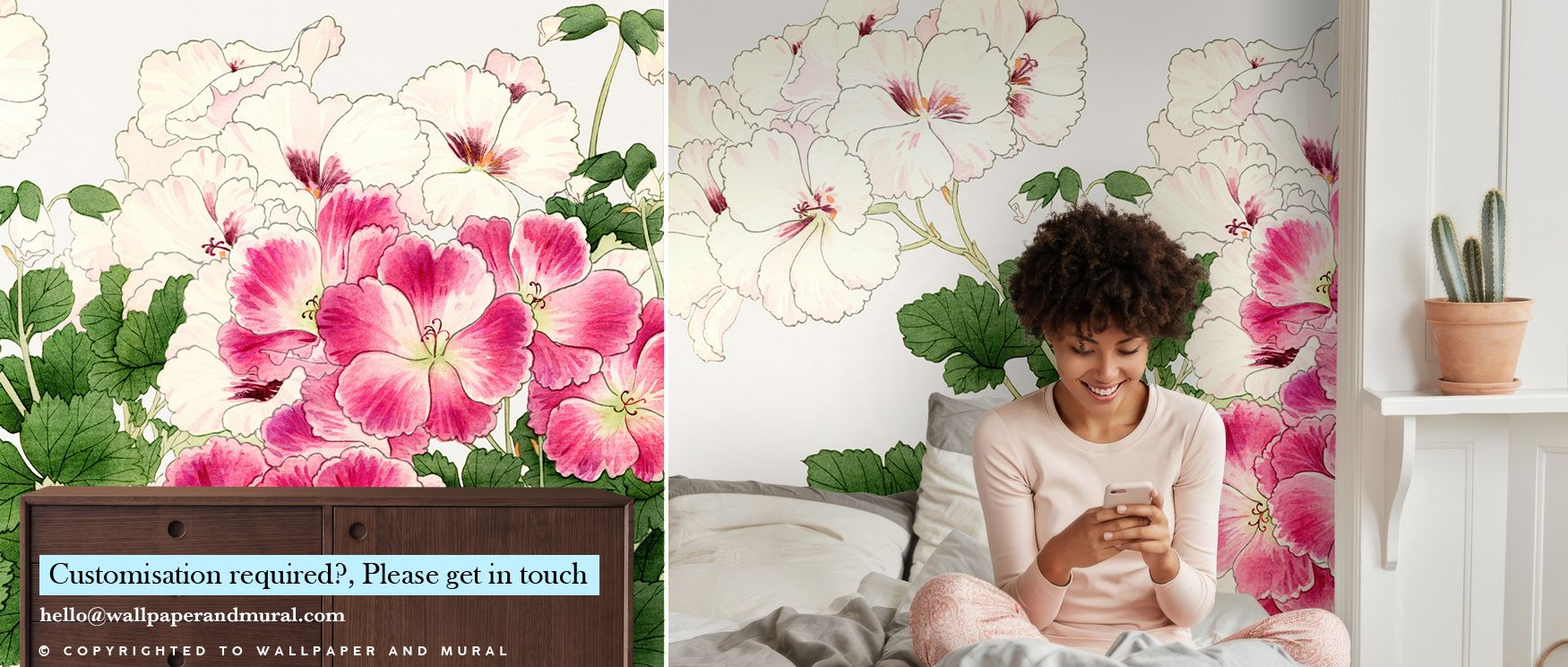 Tanigami Geranium breathes quiet life into interiors through its painterly pattern of blossoming stems. The fluid motion of color and light evokes emotional stillness, transforming spaces into elegant retreats that radiate floral elegance and serene vital