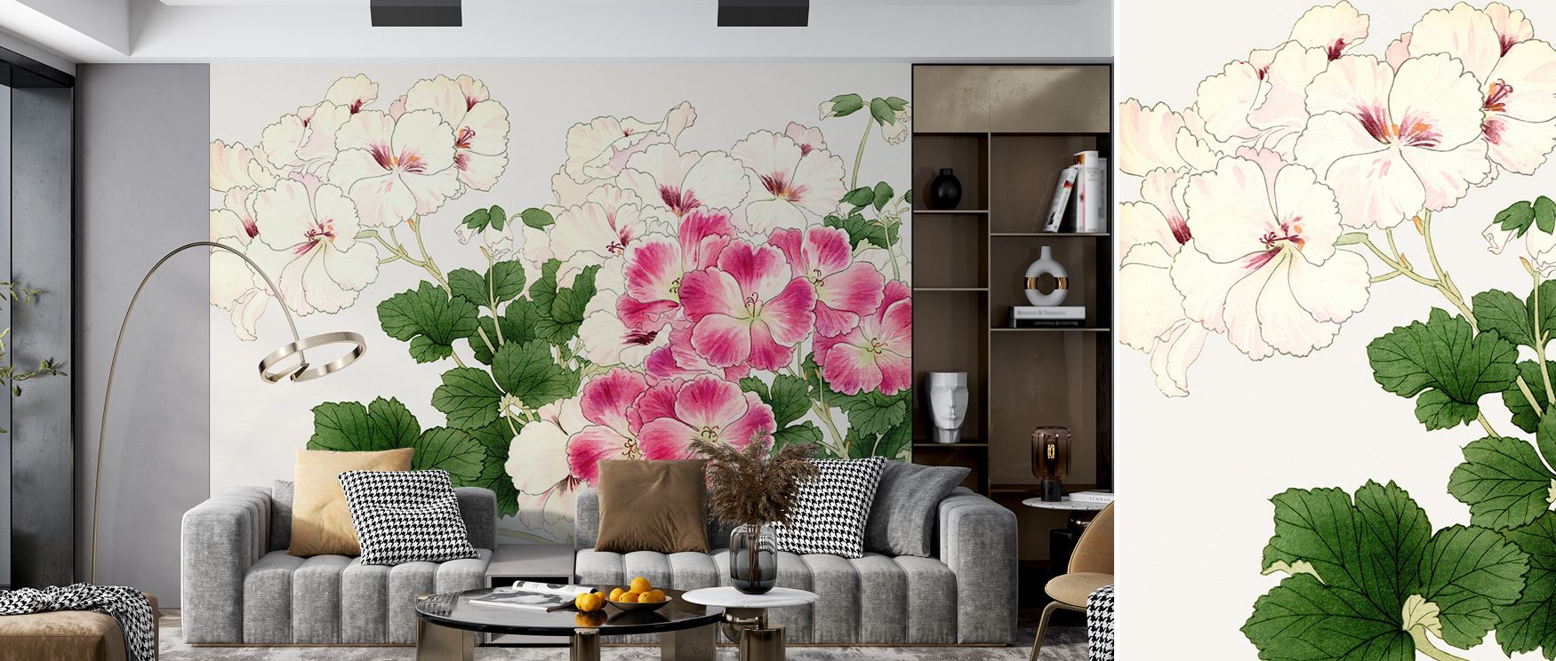 In Tanigami Geranium, nature’s artistry unfolds through graceful brushwork and muted tones. Each bloom carries tranquility, transforming interiors into poetic spaces bathed in calm radiance and floral depth, evoking connection to natural harmony and aesth